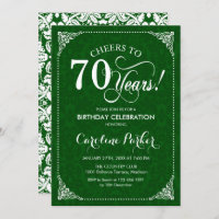 70th Birthday - Green Damask