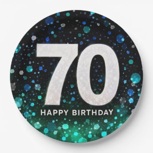 70th Birthday green tone Paper Plate