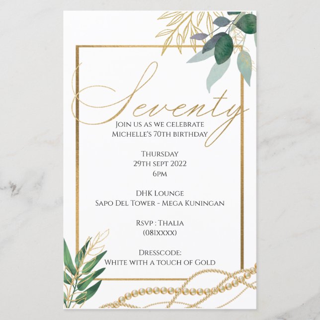 70th Birthday - Invitation (Front)