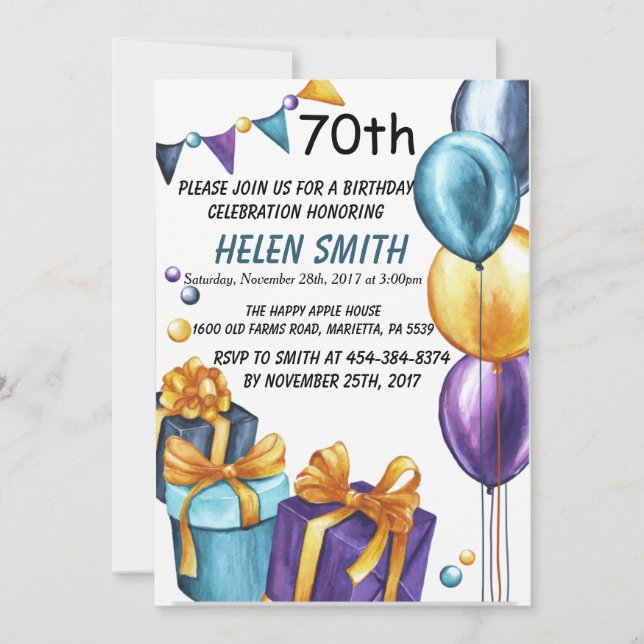 70th birthday invitation (Front)