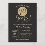 70th Birthday Invitation Black and Gold Glitter<br><div class="desc">70th Birthday Invitation Black and Gold Glitter Card. For further customisation,  please click the "Customise it" button and use our design tool to modify this template.</div>