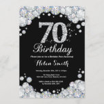 70th Birthday Invitation Chalkboard Silver Diamond<br><div class="desc">70th Birthday Invitation. Silver Rhinestone Diamond Chalkboard Background. Elegant Birthday Bash invite. Black and White. Adult Birthday. Women Birthday. Men Birthday. For further customisation,  please click the "Customise it" button and use our design tool to modify this template.</div>