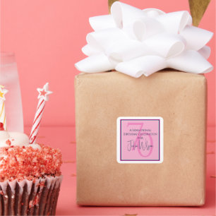 70th Birthday Invitation Elegant Pink & Navy Square Sticker