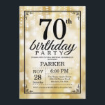 70th Birthday Invitation Gold Glitter<br><div class="desc">70th Birthday Invitation with Gold String Lights with Gold Glitter Background. Gold Birthday. Adult Birthday. Men or Women Bday Invite. 13th 15th 16th 18th 20th 21st 30th 40th 50th 60th 70th 80th 90th 100th, Any age. For further customisation, please click the "Customise it" button and use our design tool to...</div>