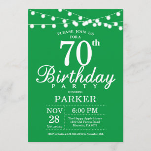 70th Birthday Invitation Green