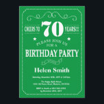 70th Birthday Invitation Green and White<br><div class="desc">70th Birthday Invitation Green and White Typography. Green and White Background. Adult Birthday. Male Men or Women Birthday. Kids Boy or Girl Lady Teen Teenage Bday Invite. 13th 15th 16th 18th 20th 21st 30th 40th 50th 60th 70th 80th 90th 100th. Any Age. For further customisation, please click the "Customise it"...</div>