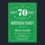 70th Birthday Invitation Green and White<br><div class="desc">70th Birthday Invitation Green and White Typography. Green and White Background. Adult Birthday. Male Men or Women Birthday. Kids Boy or Girl Lady Teen Teenage Bday Invite. 13th 15th 16th 18th 20th 21st 30th 40th 50th 60th 70th 80th 90th 100th. Any Age. For further customisation, please click the "Customise it"...</div>