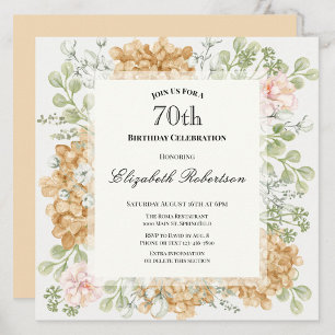 70th Birthday Invitation in Elegant Autumn Colours