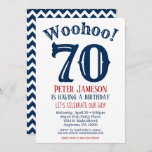 70th Birthday Invitation Mens Navy Blue<br><div class="desc">A funny and striking 70th birthday invitation for a husband,  friend,  father or grandad.</div>