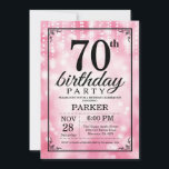 70th Birthday Invitation Pink Glitter<br><div class="desc">70th Birthday Invitation with Pink String Lights with Pink Glitter Background. Pink Birthday. Adult Birthday. Men or Women Bday Invite. 13th 15th 16th 18th 20th 21st 30th 40th 50th 60th 70th 80th 90th 100th, Any age. For further customisation, please click the "Customise it" button and use our design tool to...</div>