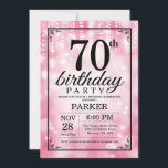 70th Birthday Invitation Pink Glitter<br><div class="desc">70th Birthday Invitation with Pink String Lights with Pink Glitter Background. Pink Birthday. Adult Birthday. Men or Women Bday Invite. 13th 15th 16th 18th 20th 21st 30th 40th 50th 60th 70th 80th 90th 100th, Any age. For further customisation, please click the "Customise it" button and use our design tool to...</div>