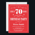 70th Birthday Invitation Red and White<br><div class="desc">70th Birthday Invitation Red and White Typography. Red and White Background. Adult Birthday. Male Men or Women Birthday. Kids Boy or Girl Lady Teen Teenage Bday Invite. 13th 15th 16th 18th 20th 21st 30th 40th 50th 60th 70th 80th 90th 100th. Any Age. For further customisation, please click the "Customise it"...</div>