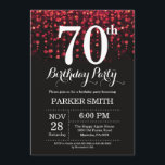 70th Birthday Invitation Red Glitter<br><div class="desc">70th Birthday Invitation with Red String Lights with Red Glitter Background. Red Birthday. Adult Birthday. Men or Women Bday Invite. 13th 15th 16th 18th 20th 21st 30th 40th 50th 60th 70th 80th 90th 100th, Any age. For further customisation, please click the "Customise it" button and use our design tool to...</div>