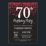 70th Birthday Invitation Red Glitter<br><div class="desc">70th Birthday Invitation with Red String Lights with Red Glitter Background. Red Birthday. Adult Birthday. Men or Women Bday Invite. 13th 15th 16th 18th 20th 21st 30th 40th 50th 60th 70th 80th 90th 100th, Any age. For further customisation, please click the "Customise it" button and use our design tool to...</div>