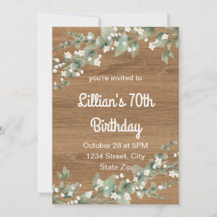 70th Birthday Invitation – Rustic Greenery