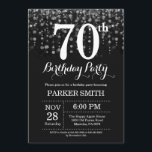 70th Birthday Invitation Silver Glitter<br><div class="desc">70th Birthday Invitation with Silver String Lights with Silver Glitter Background. Silver Birthday. Adult Birthday. Men or Women Bday Invite. 13th 15th 16th 18th 20th 21st 30th 40th 50th 60th 70th 80th 90th 100th, Any age. For further customisation, please click the "Customise it" button and use our design tool to...</div>
