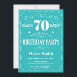 70th Birthday Invitation Teal and White<br><div class="desc">70th Birthday Invitation Teal and White Typography. Teal and White Background. Adult Birthday. Male Men or Women Birthday. Kids Boy or Girl Lady Teen Teenage Bday Invite. 13th 15th 16th 18th 20th 21st 30th 40th 50th 60th 70th 80th 90th 100th. Any Age. For further customisation, please click the "Customise it"...</div>
