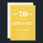 70th Birthday Invitation Yellow and White<br><div class="desc">70th Birthday Invitation Yellow and White Typography. Yellow and White Background. Adult Birthday. Male Men or Women Birthday. Kids Boy or Girl Lady Teen Teenage Bday Invite. 13th 15th 16th 18th 20th 21st 30th 40th 50th 60th 70th 80th 90th 100th. Any Age. For further customisation, please click the "Customise it"...</div>