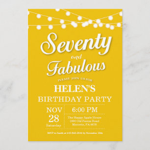 70th Birthday Invitation Yellow Fabulous