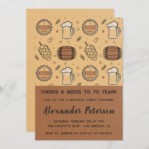70th birthday invitations Beer Rustic Men