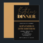 70th birthday invitations Birthday Dinner Black<br><div class="desc">70th birthday invitations Birthday Dinner Black Gold  elegant modern</div>