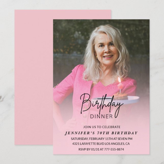 70th birthday invitations Birthday Dinner Photo (Front/Back)