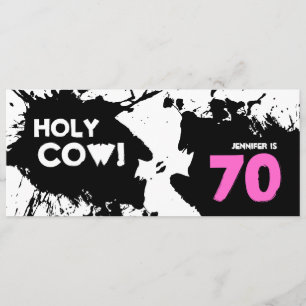70th Birthday Invitations - Holy Cow!