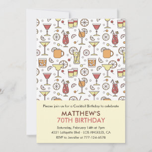 70th birthday invitations Men Cocktail Pattern