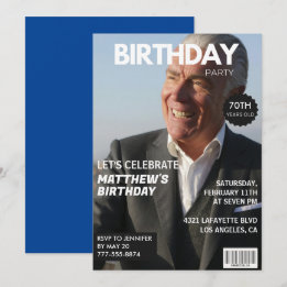 70th birthday invitations Men Him Magazine Cover