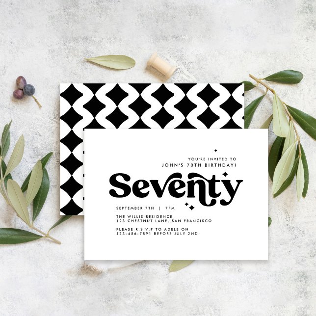 70th Birthday invite modern minimal simple retro (Creator Uploaded)