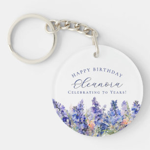 70th Birthday July Birth Flower Gift Custom Key Ring
