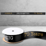 70th Birthday Legendary Black Gold Retro Satin Ribbon<br><div class="desc">For those celebrating their 70th birthday we have the ideal birthday party ribbon with a vintage feel. The black background with a white and gold vintage typography design design is simple and yet elegant with a retro feel. Easily customise the text of this birthday gift using the template provided. Part...</div>