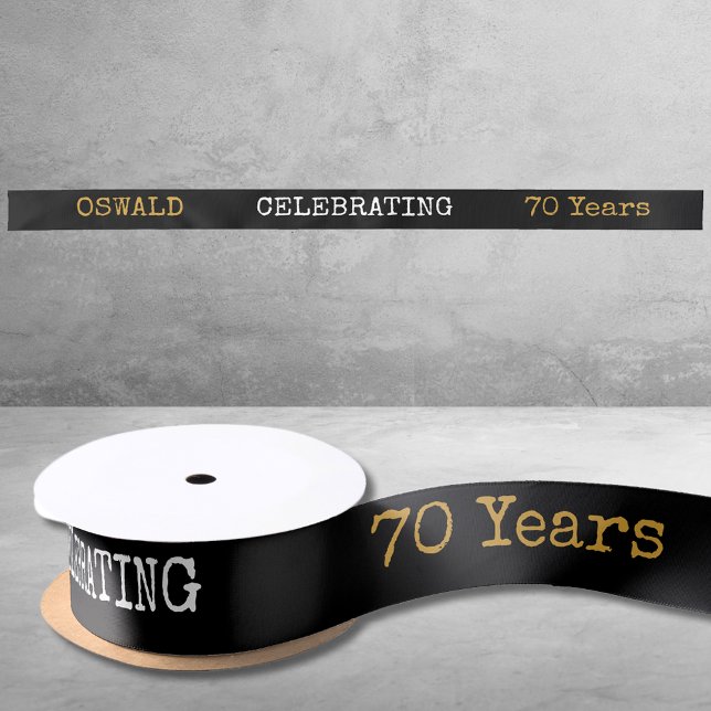70th Birthday Legendary Black Gold Retro Satin Ribbon (70th Birthday Legendary Black Gold Retro Satin Ribbon
)