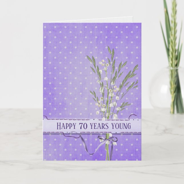 70th Birthday Lily of the Valley Bouquet  Card (Front)