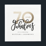 70th birthday making 70 look good gold modern napkin<br><div class="desc">Making 70 look,  seventy and fabulous modern gold effect typography birthday design. Modern script text on trend typography design. Part of a collection. Colours can be customised.</div>