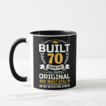 70th Birthday Man Woman Built 70 Years Ago  Mug<br><div class="desc">70th Birthday Man Woman Built 70 Years Ago Gift. Perfect gift for your dad,  mum,  papa,  men,  women,  friend and family members on Thanksgiving Day,  Christmas Day,  Mothers Day,  Fathers Day,  4th of July,  1776 Independent day,  Veterans Day,  Halloween Day,  Patrick's Day</div>