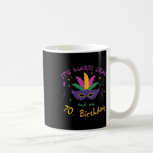 70th Birthday Mardi Gras Carnival Celebration Shir Coffee Mug (Right)