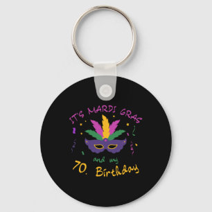 70th Birthday Mardi Gras Carnival Celebration Shir Key Ring
