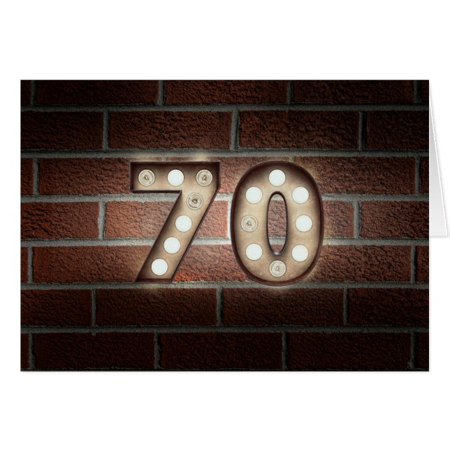 70th birthday-marquee light sign on brick (Front Horizontal)