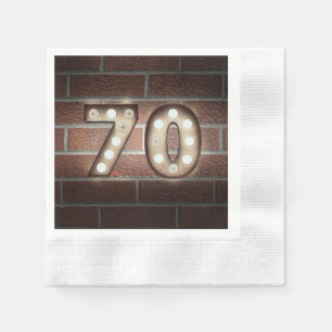 70th birthday marquee sign on brick wall napkin