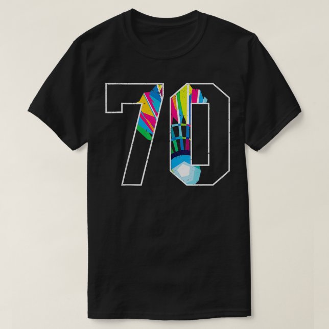 70th Birthday Men Badminton Player Badminton 70 Ye T-Shirt (Design Front)