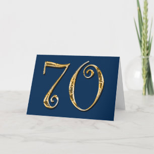 70th birthday MENS blue gold Card