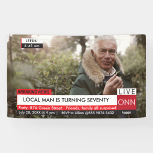 70th Birthday Men's 🎉 Funny TV News Fake Media Banner