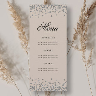 70th Birthday Menu Silver Confetti Champagne  Invitation