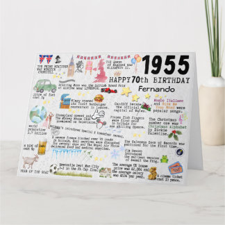 70th Birthday Milestone Birthday Card 1955 facts