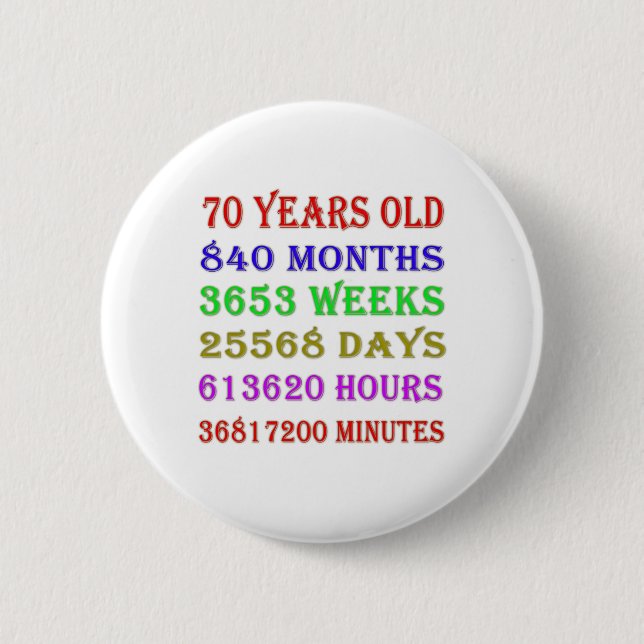 70th Birthday Milestones 6 Cm Round Badge (Front)