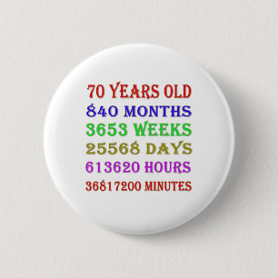 70th Birthday Milestones 6 Cm Round Badge