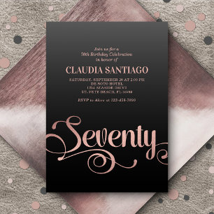 70th Birthday Modern Script Invitation