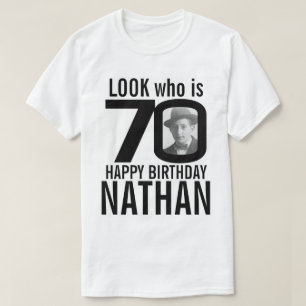 70th birthday mono look 70 custom photo and name T-Shirt