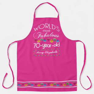 70th Birthday Most Fabulous Colorful Gems Pink Apron